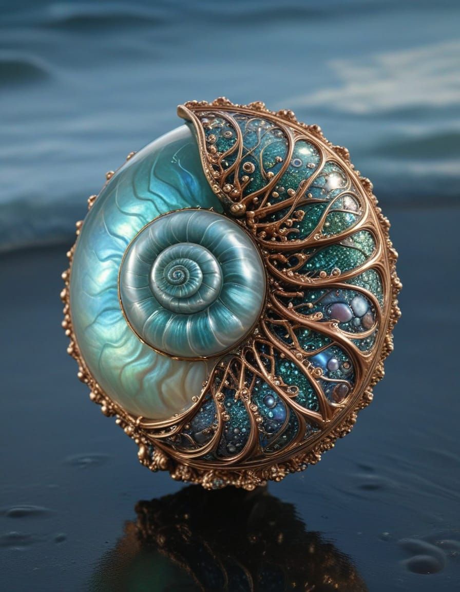 Majestic Argonaut Nautilus in Copper Patina Shell