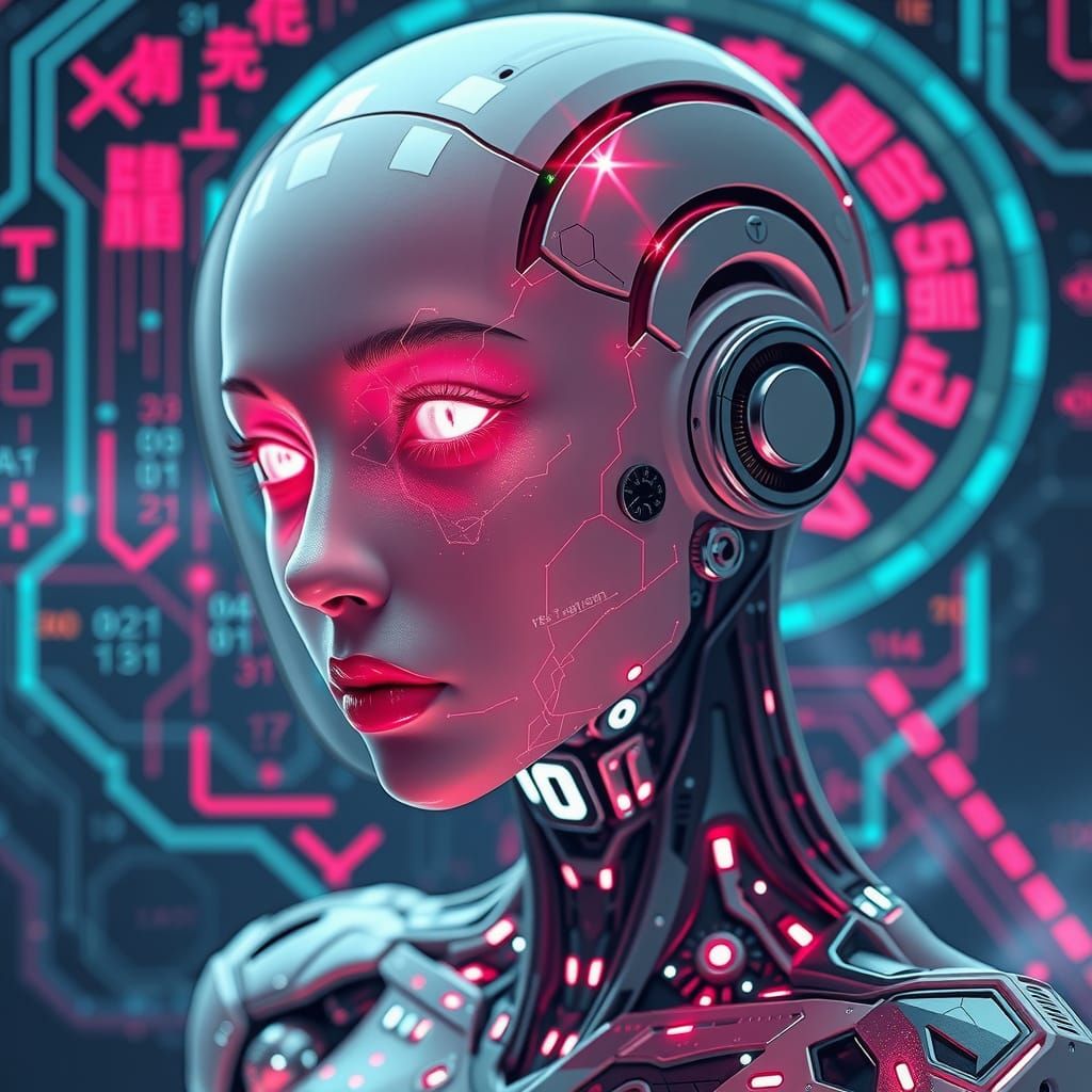 Android Siren in Futuristic Rave Scene