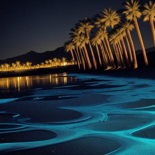 Flooded Sahara Desert at Night: Cinematic Film Still