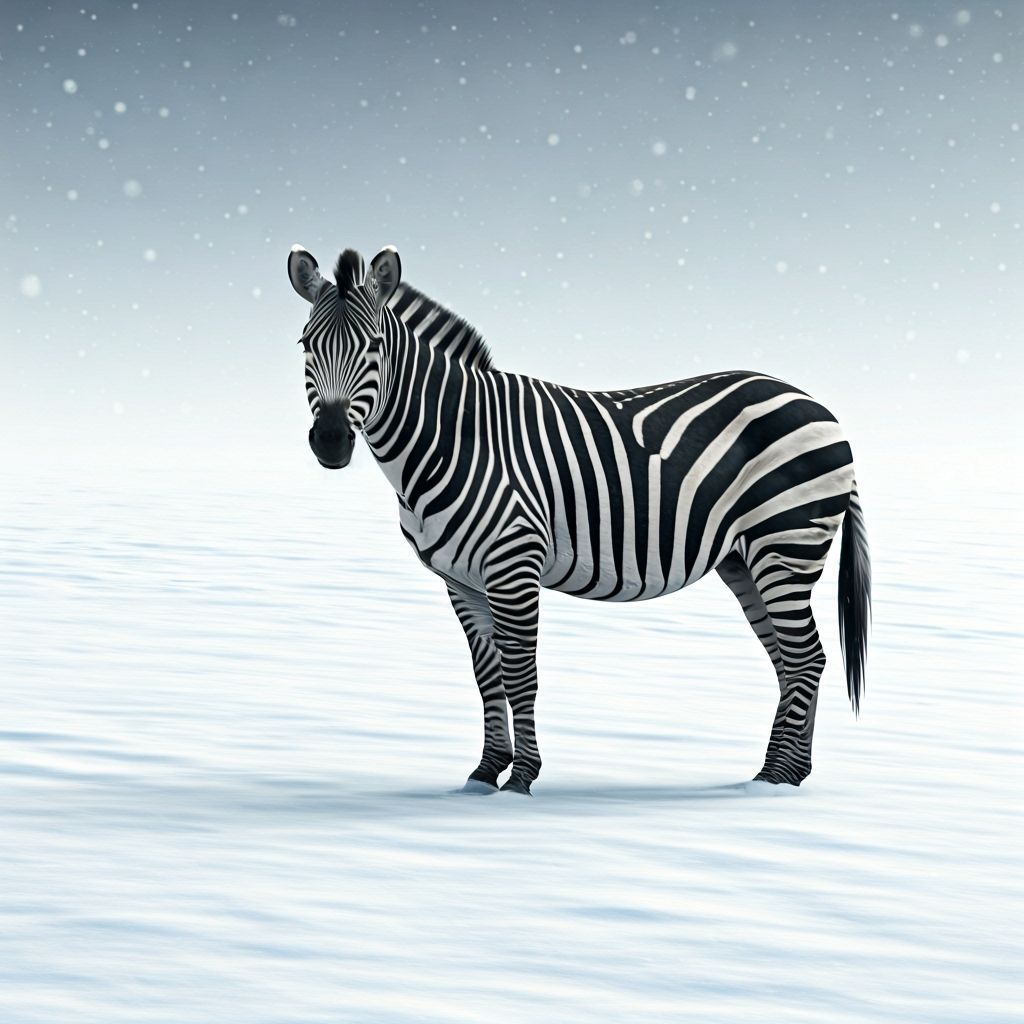 Striking Zebra Stripes in a Winter Landscape