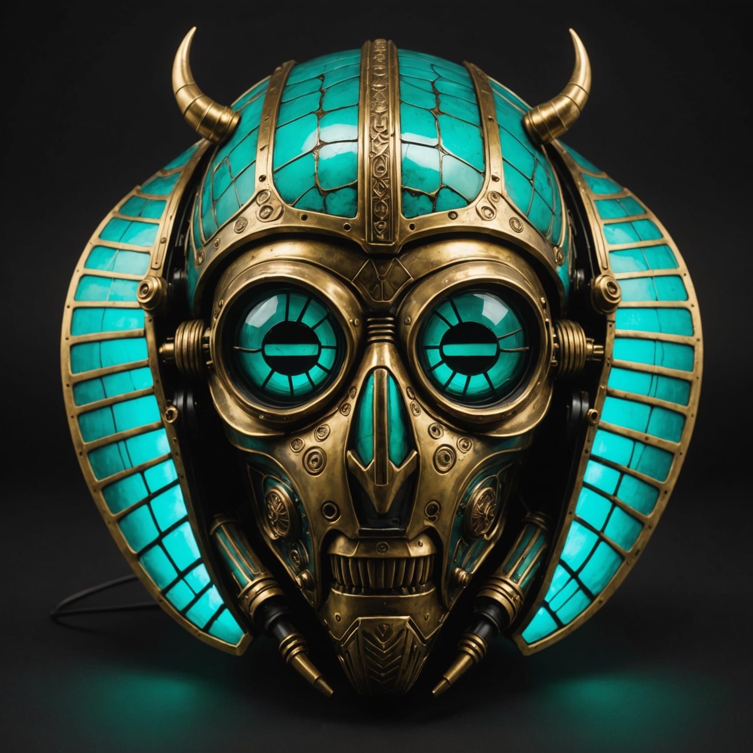 Radiant Scarab Mask Emanates an Otherworldly Glow