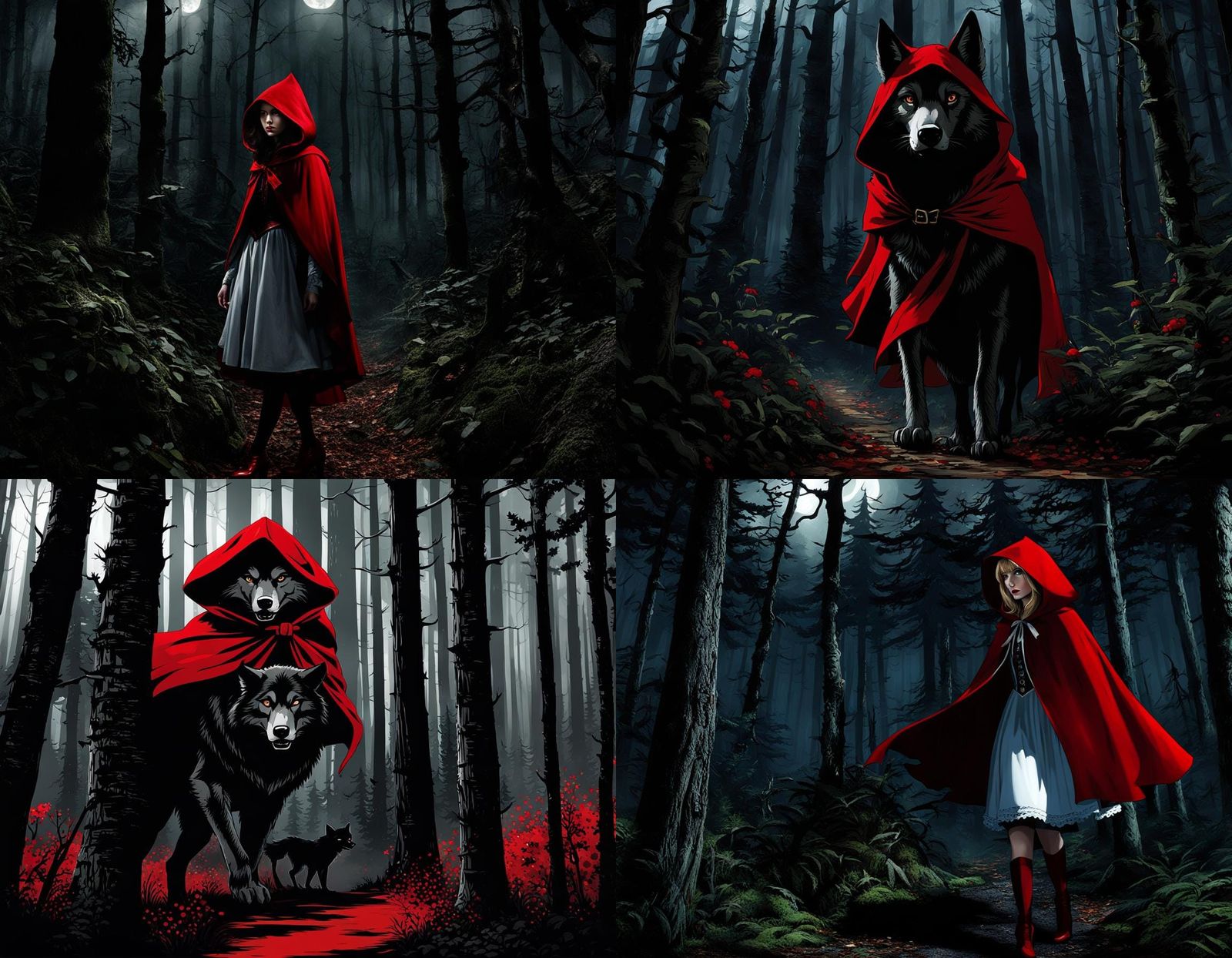 Little Red Riding Hood in Spooky Woods