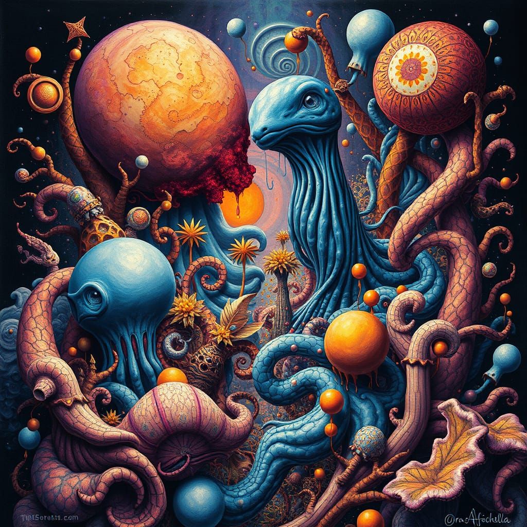 Dreamlike Realism in Pastel and Ink Convergence