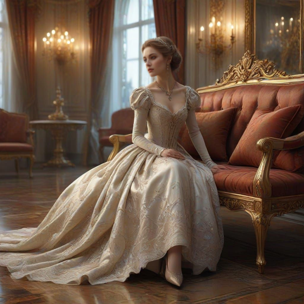 Tsarina Alexandra Portrait with White Kokoshnik