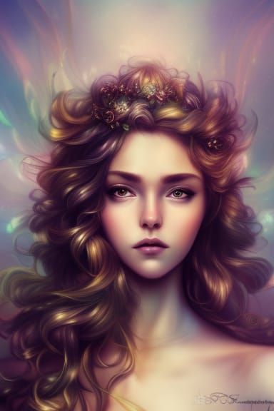 Fairy with Phoenix Portrait in Ethereal Digital Art