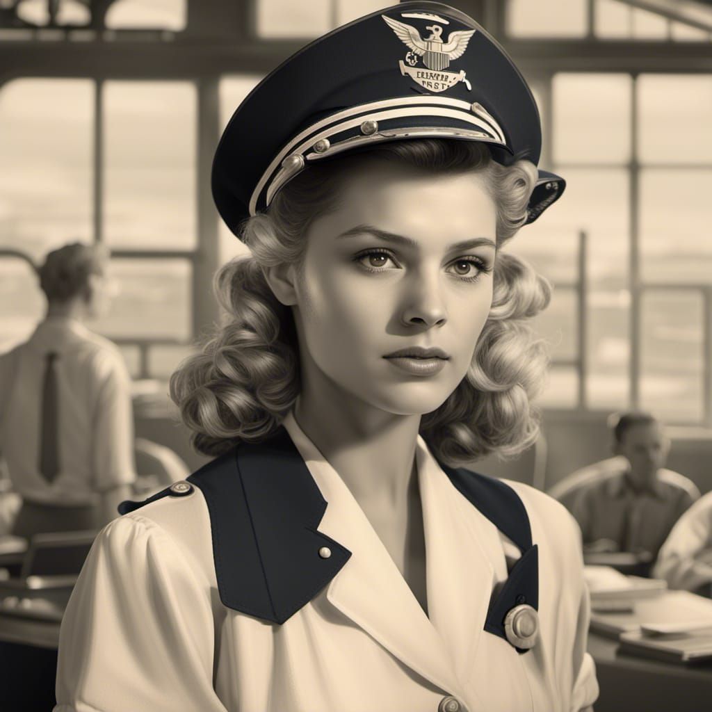 U.S. Navy Woman Portrait in 1940s Style