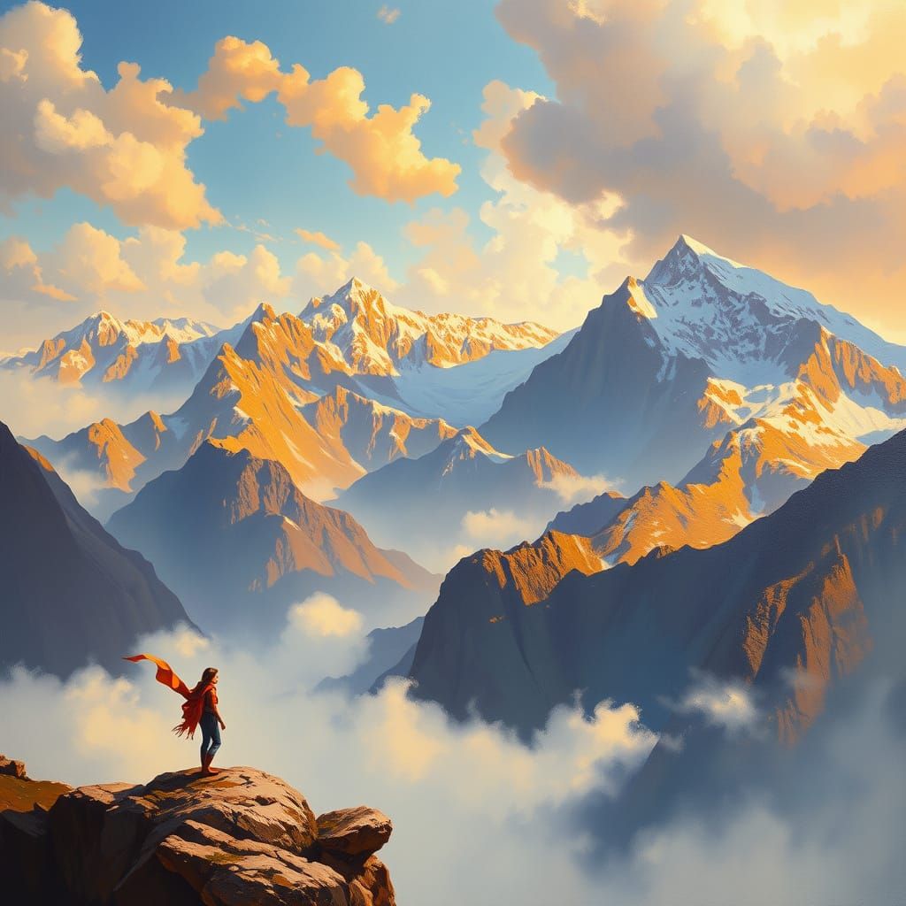 Majestic Mountains Meet Ethereal Skies in Dreamy Impressioni...