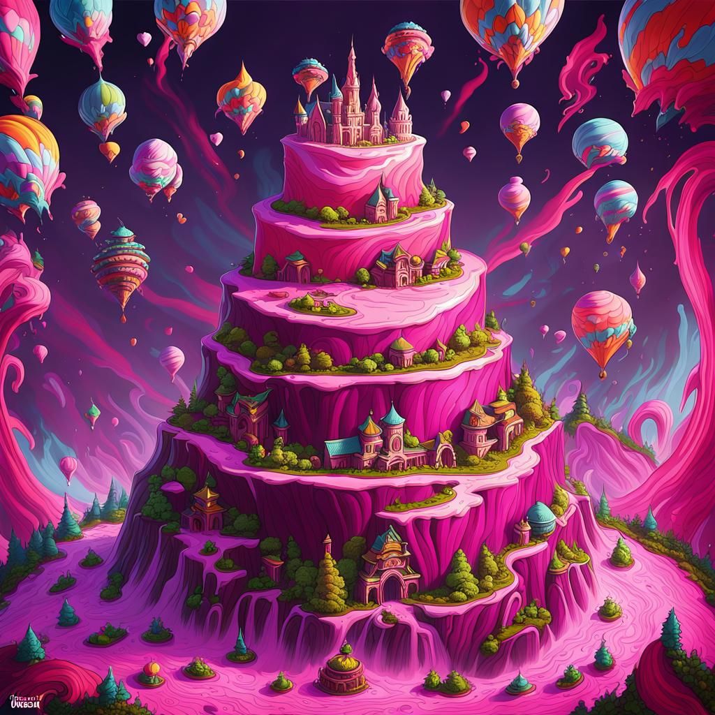 Sweet Pink Heart Tteok Cake: Detailed Matte Painting