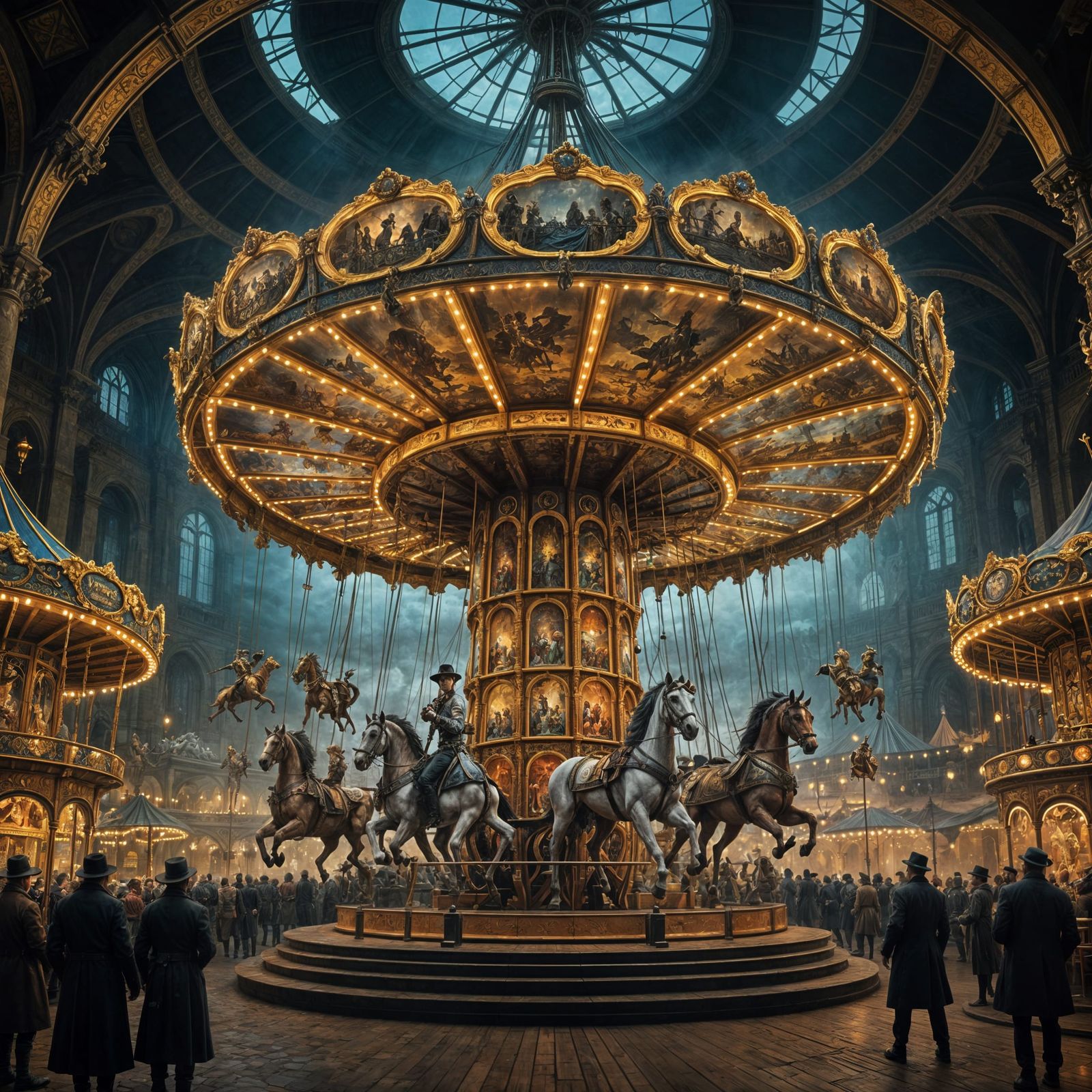Epic Carousel Scene With Dramatic Cinematic Lighting