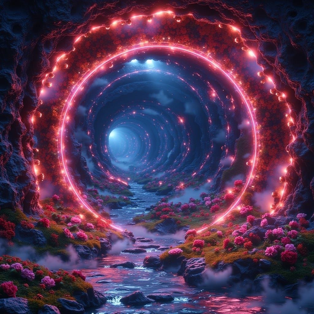 Stunning Sci-Fi Portal in Vibrant Neon Colors