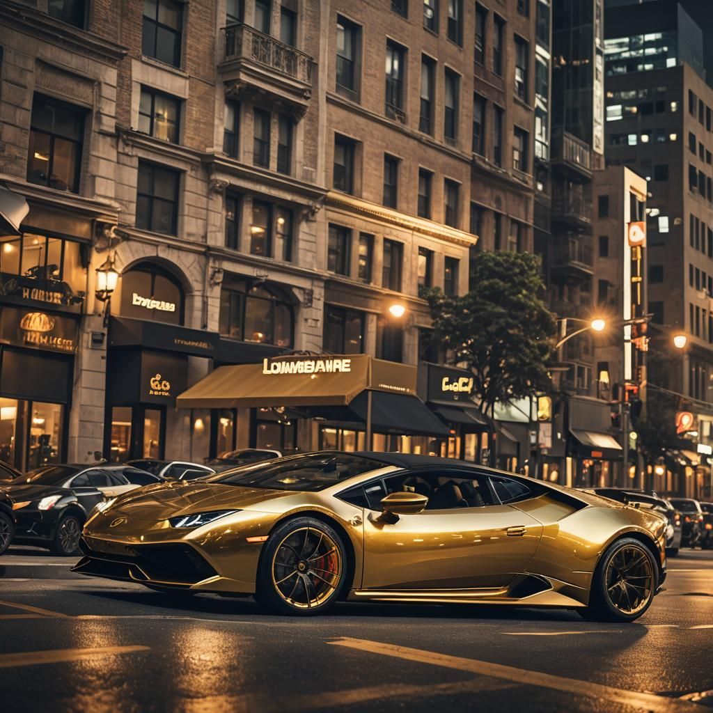 Lebron James in Gold Lamborghini Huracan STO