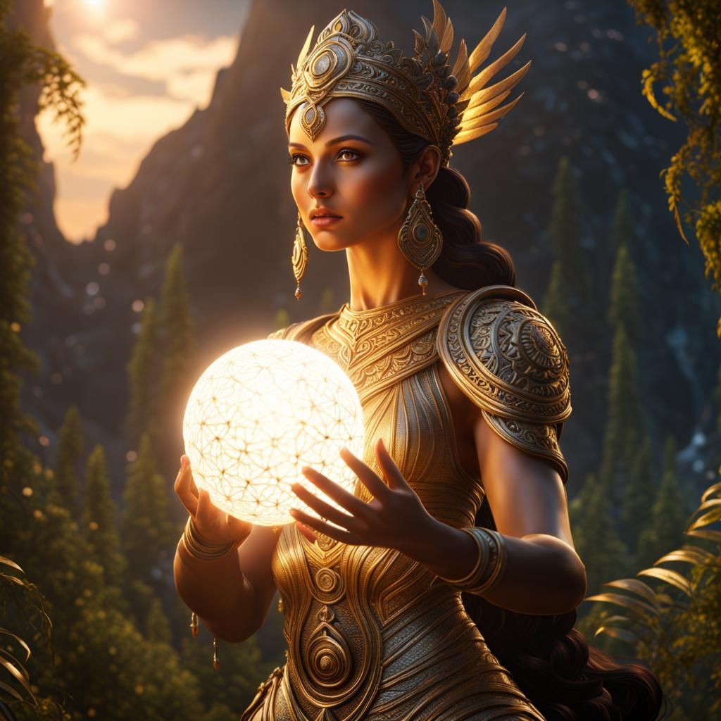 Goddess Holding a Ball of Light in Nature