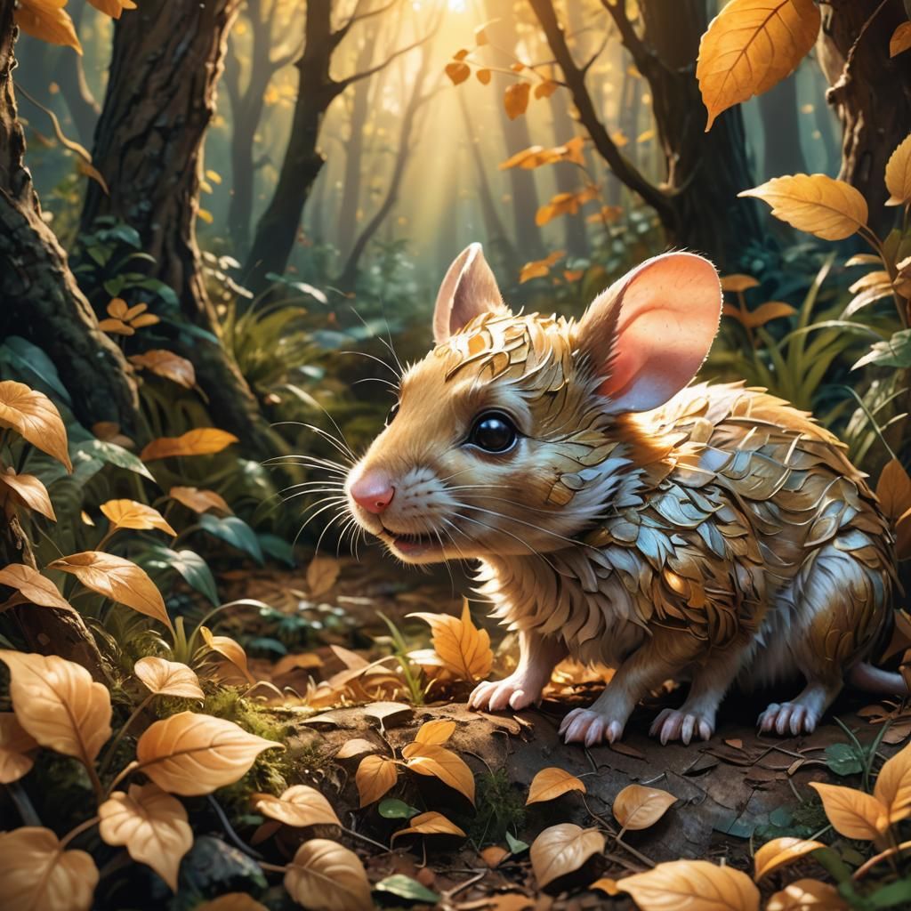 Mouse's Mischief: A Whimsical Fantasy Forest Scene