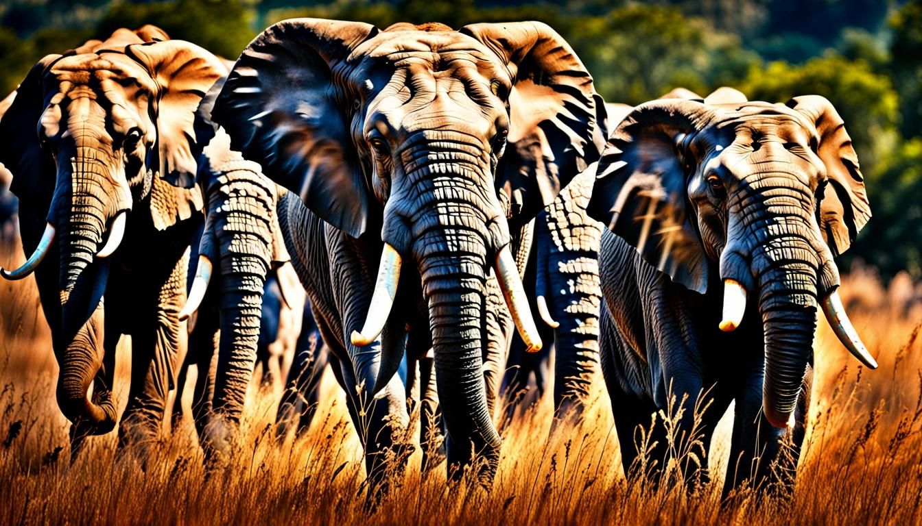 Majestic Bull Elephant Trumpeting in Hyperrealistic HDR