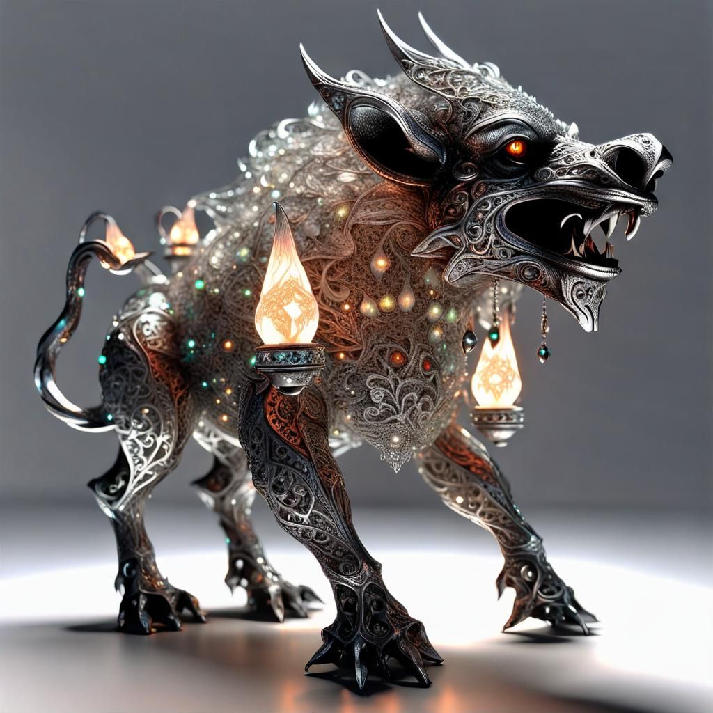 Ferocious Boar Gargoyle Gazebo in Opalescent Diamond