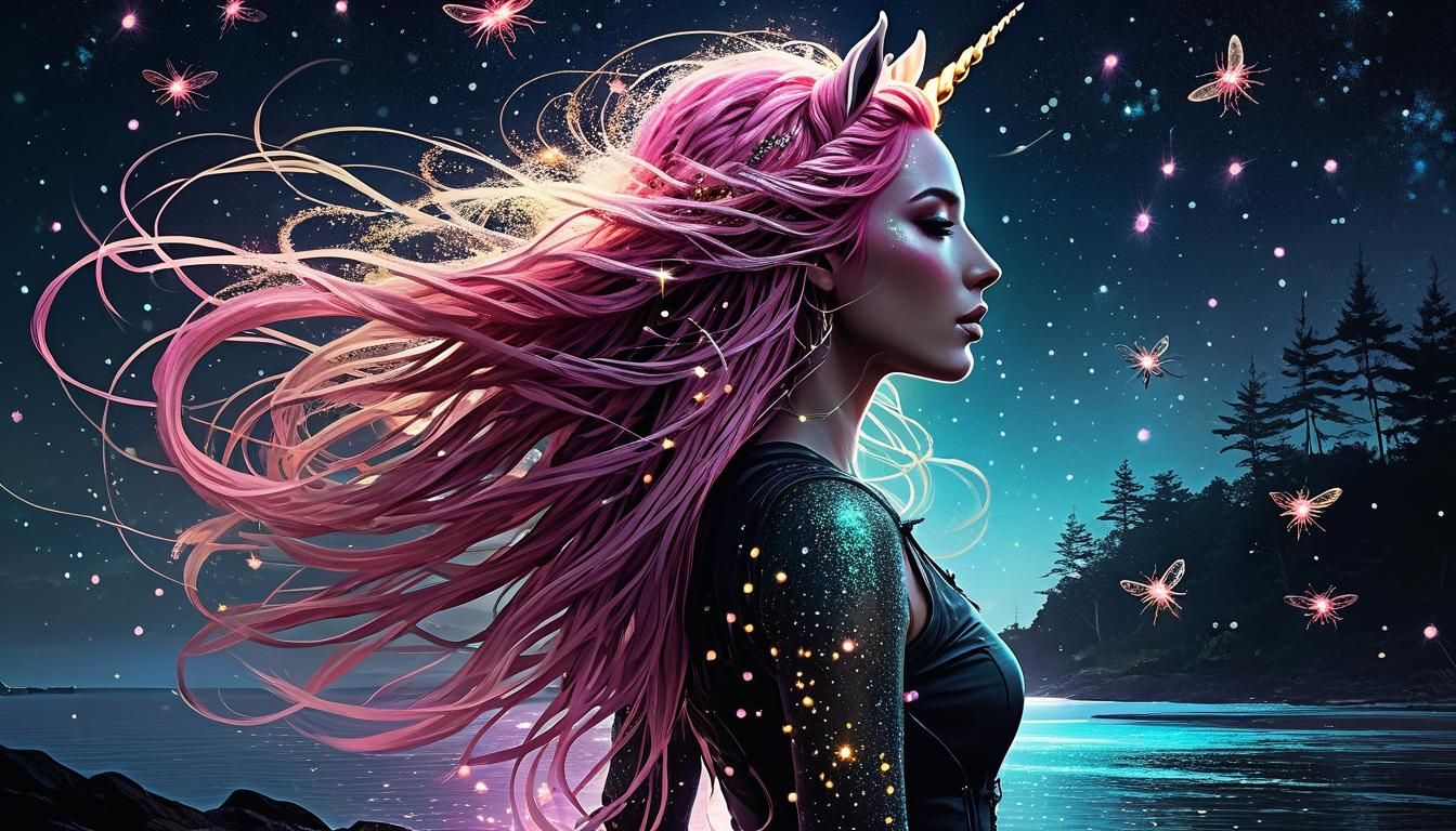 Unicorn Girl with Pink Dreadlocks