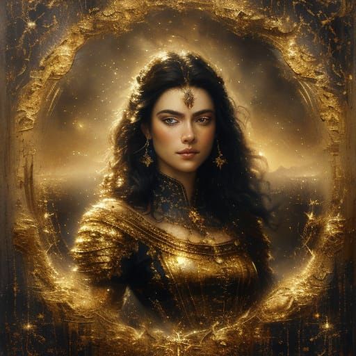 Regal Pirate Queen at the Helm as Oil Painting