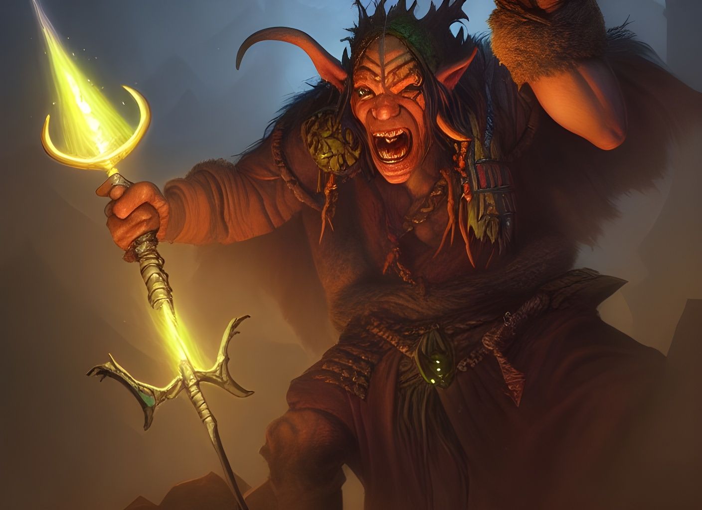 Goblin Shaman in Detailed Fantasy Style