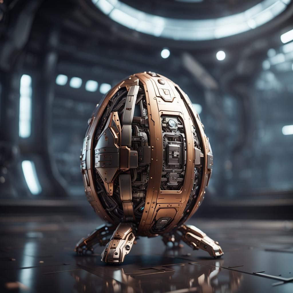 Futuristic Sci-Fi Egg with Intricate Mech Details