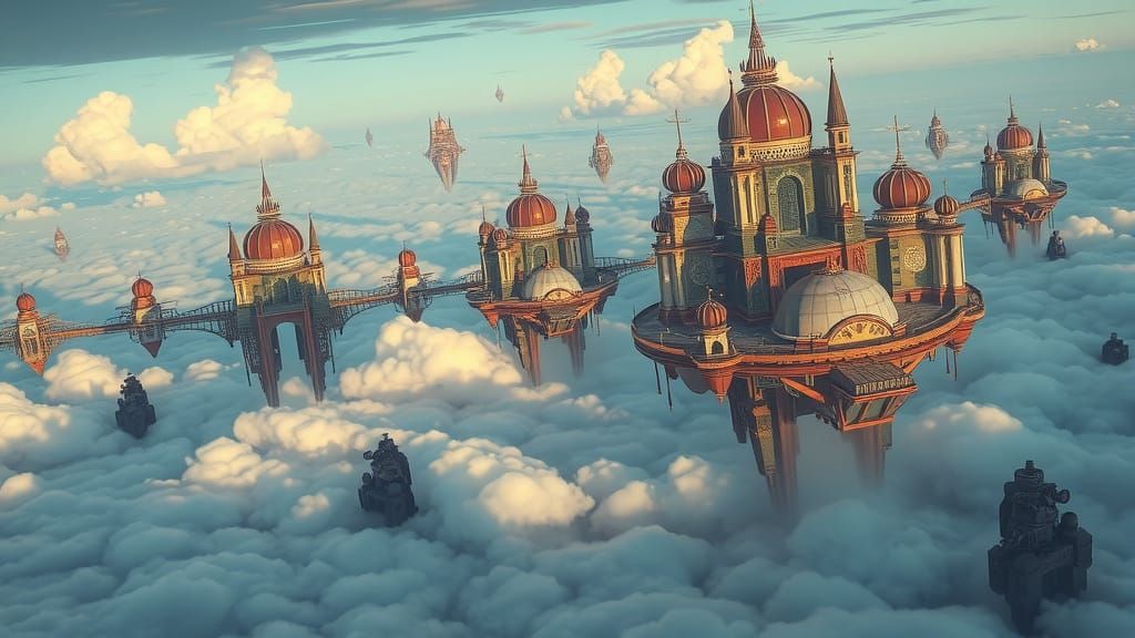 Majestic Ethereal Metropolis Blends Fantasy and Science Fict...