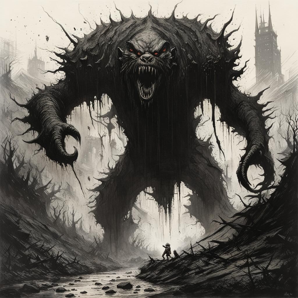 Grimdark Grendel: A Modern Etching of Mayhem