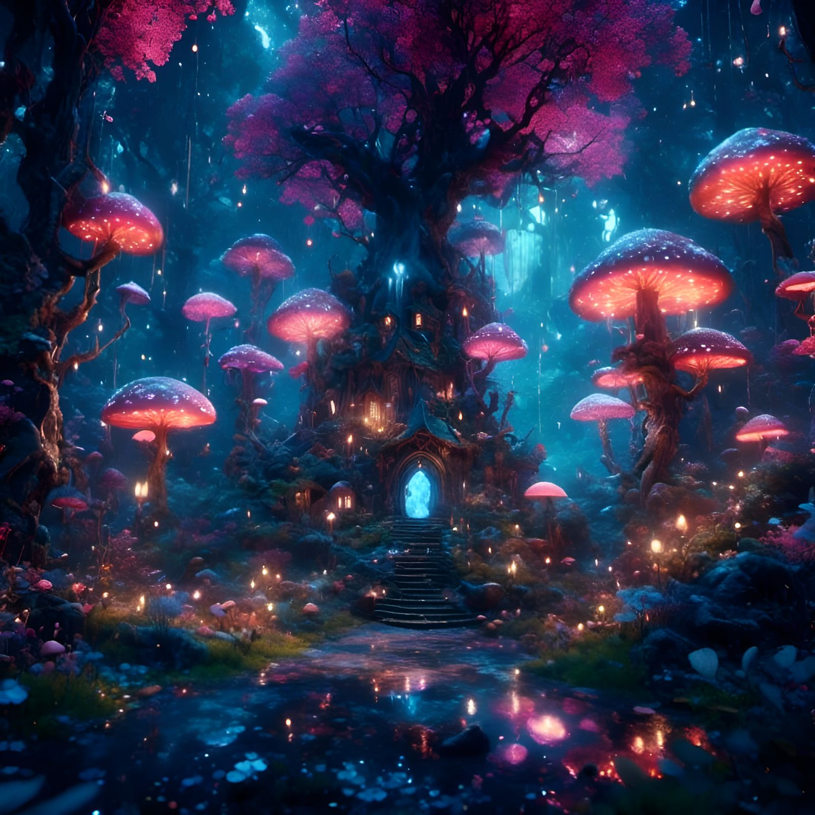 Dreamy Forest with Secret Doorways and Fairies
