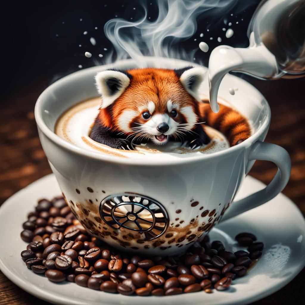 Lidia,Red panda in coffee cup