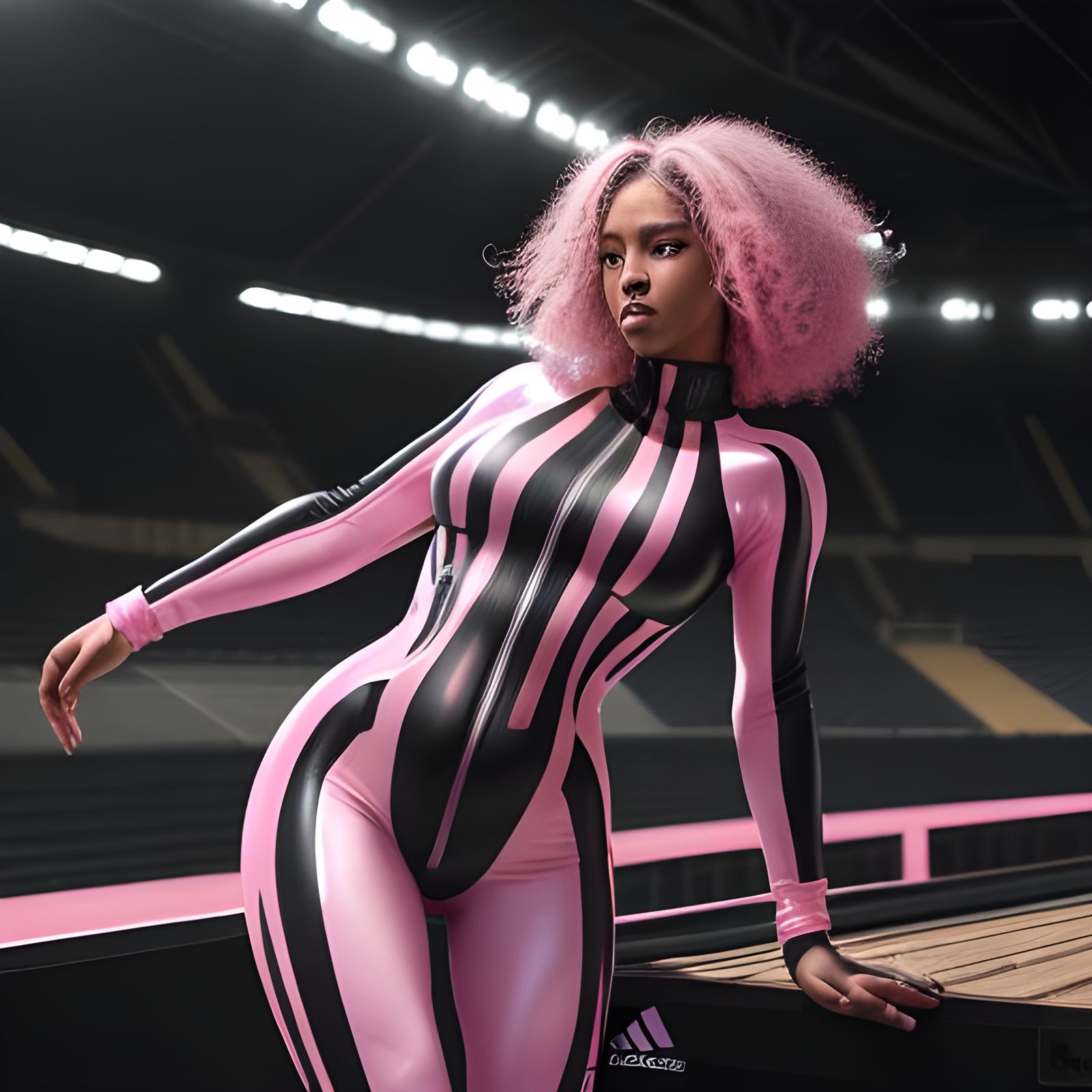 Woman in Glossy Lycra Suit, HDR Professional Photo