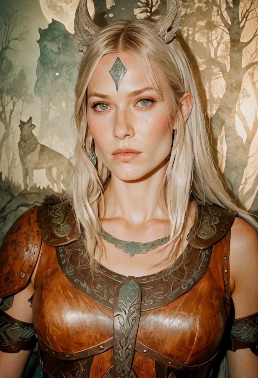 Valkyrie Warrior with Wolf