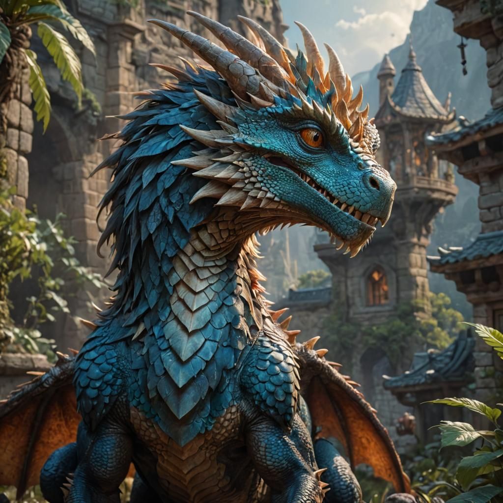 Mythological Dragon-Griffin Creature in Dream Realm