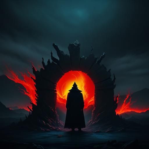 Hellish Portal in Dark Fantasy Landscape