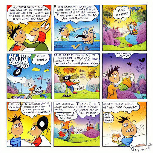 Create a cartoon masterpiece that represents the tune of life's journey. For this, imagine your life as a vibrant comic ...