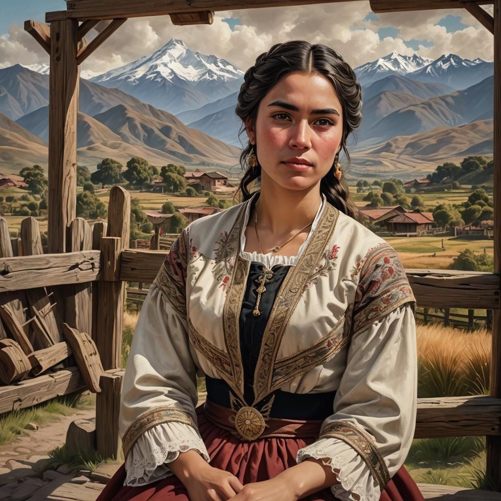 Chilean Woman Portrait in 1855 Style