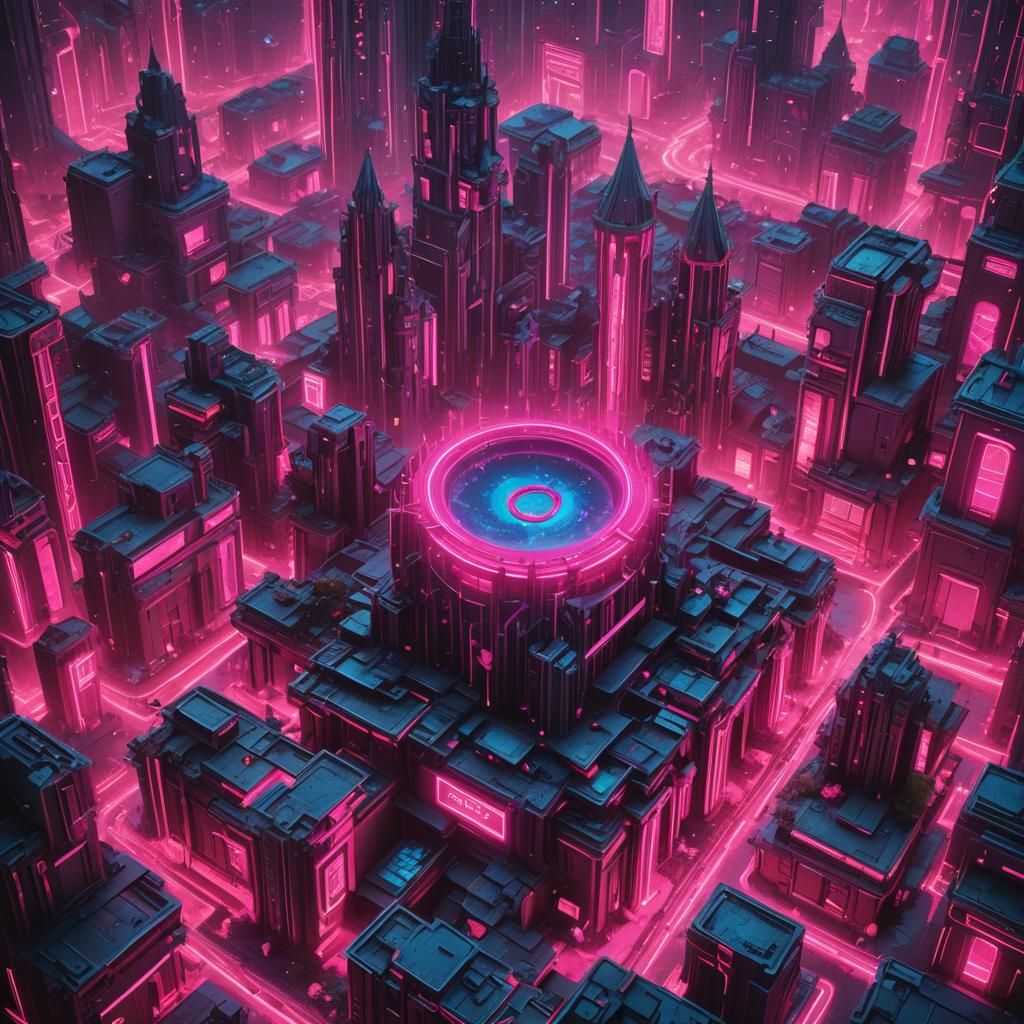 Neon Pink Letter Q: Detailed Matte Painting
