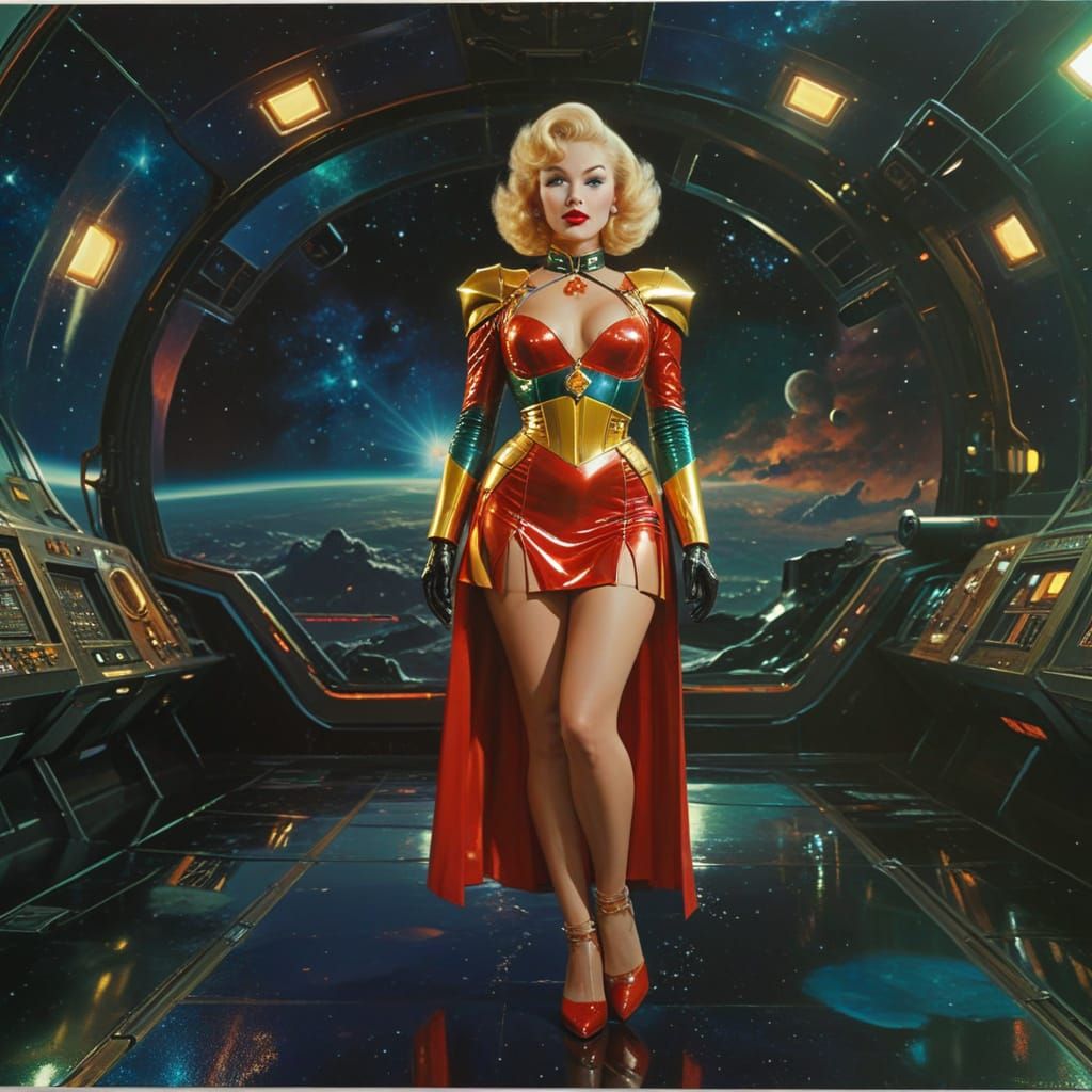 Atompunk Space Cadet in Retro Futuristic Setting