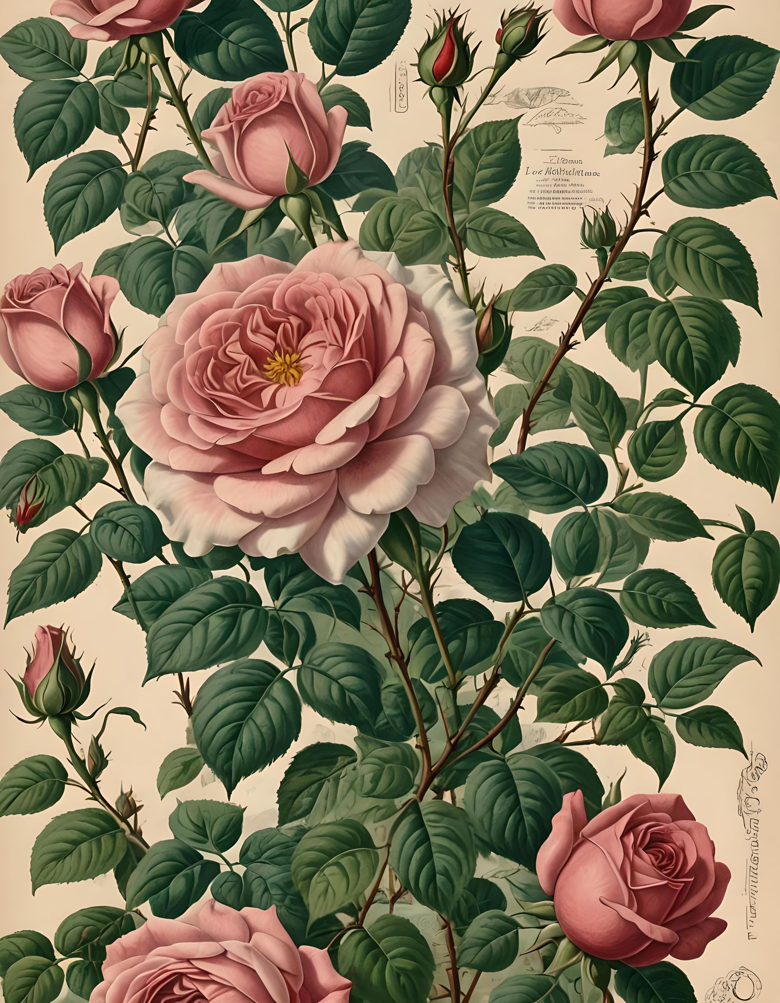 Victorian Rose Illustration from Seed Catalog
