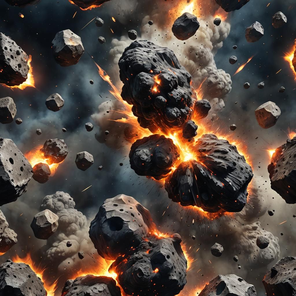 Burning Asteroid in Space: Digital 3D Photography