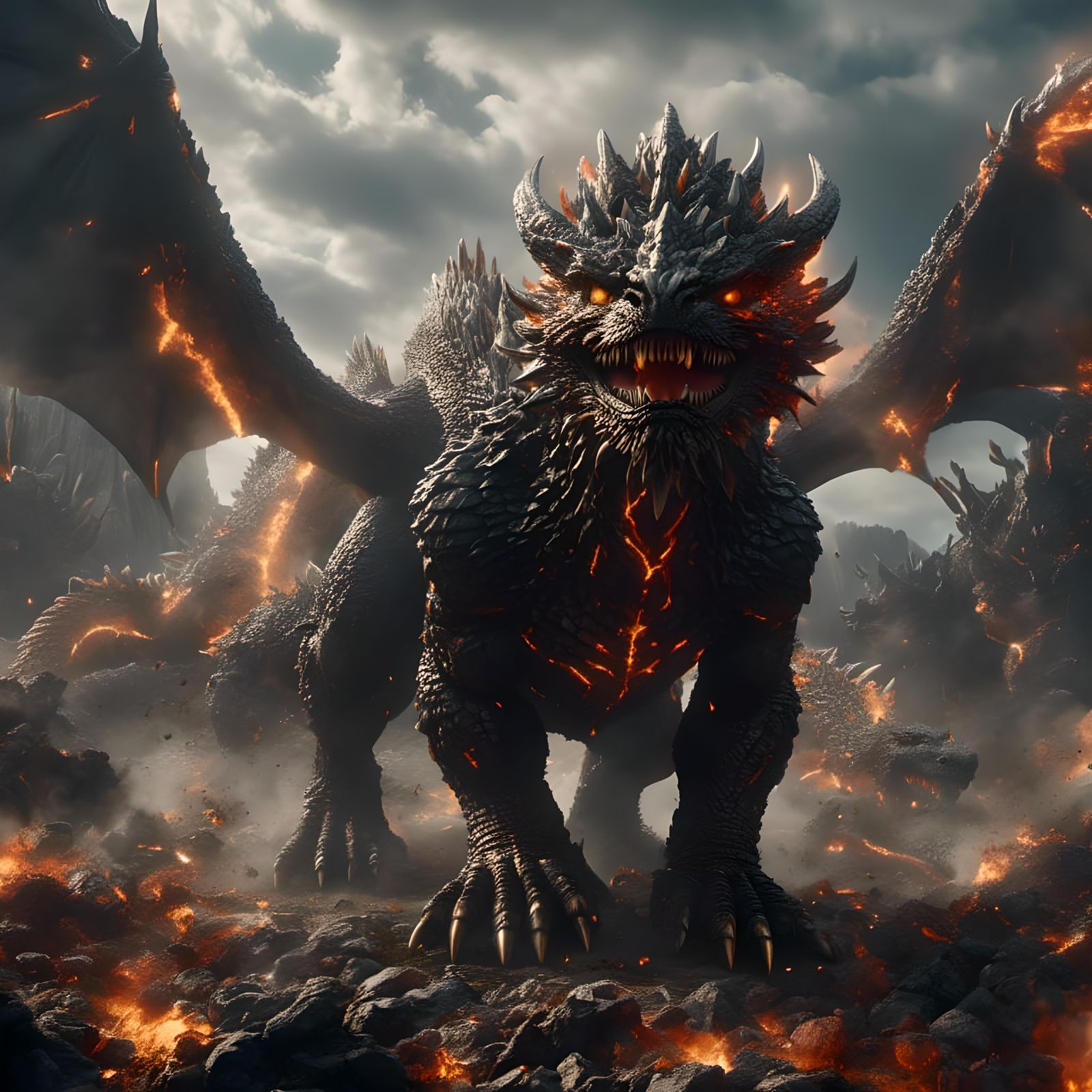 Buffalo Dragon Hybrid Creature in Detailed Matte Painting