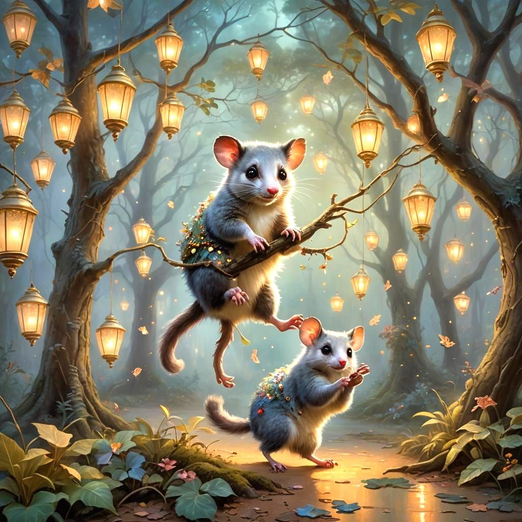 Ethereal Fantasy: Possum's Last Dance in Mist