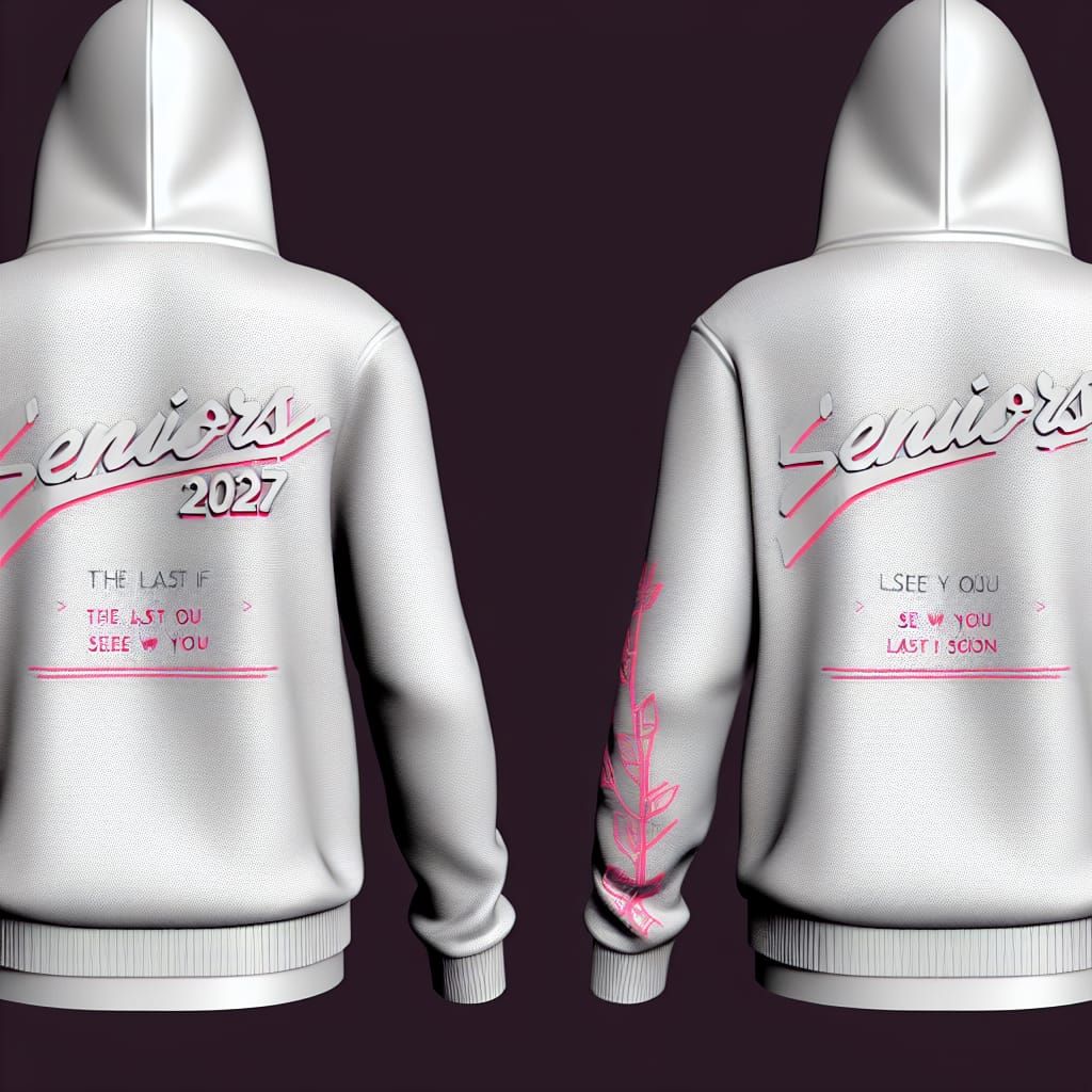 Anime Style Grey Hoodie with Pink & White Text