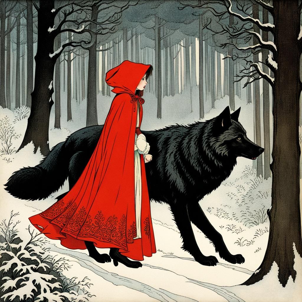 Little Red Riding Hood Vintage Illustration