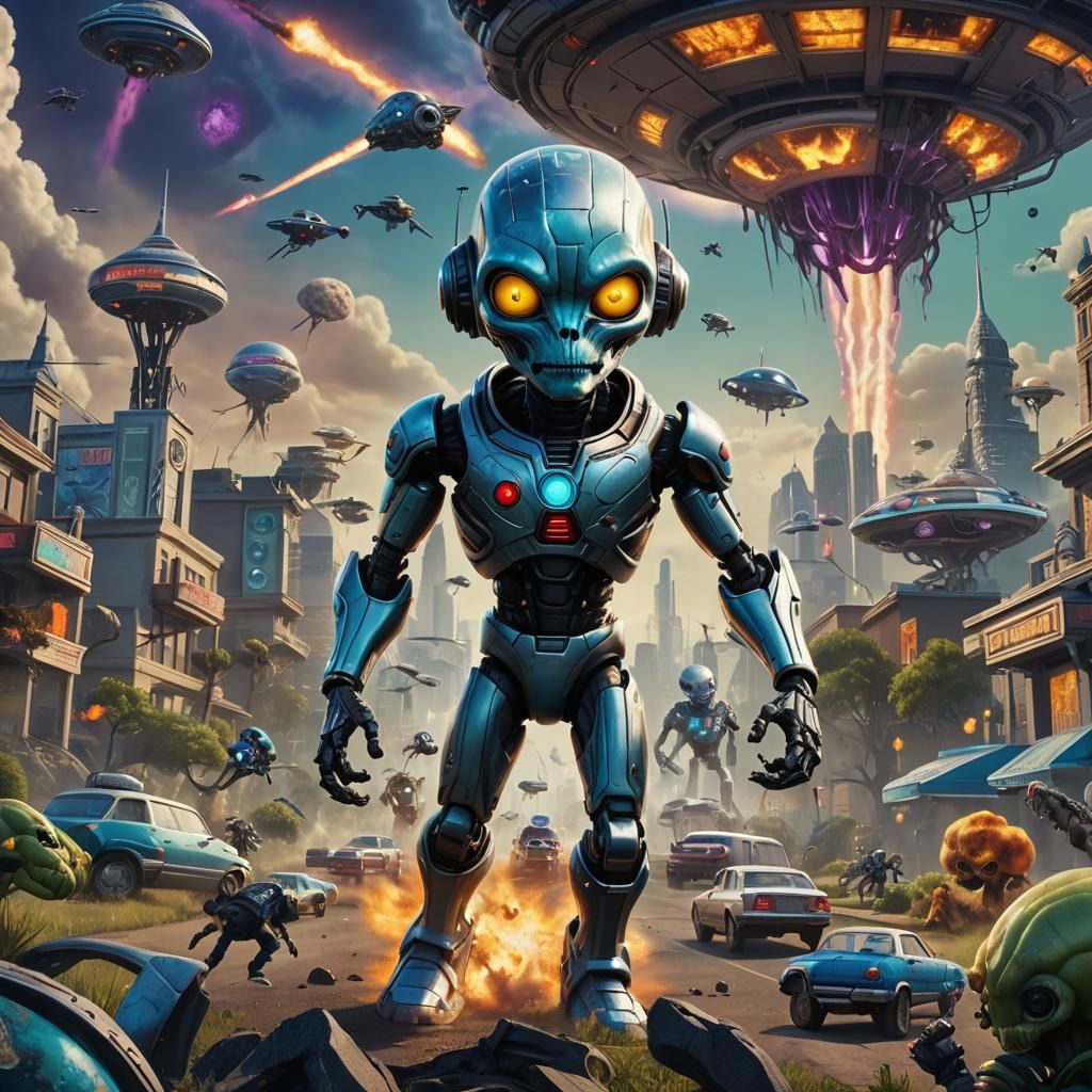 Detailed Matte Painting Poster: Destroy All Humans
