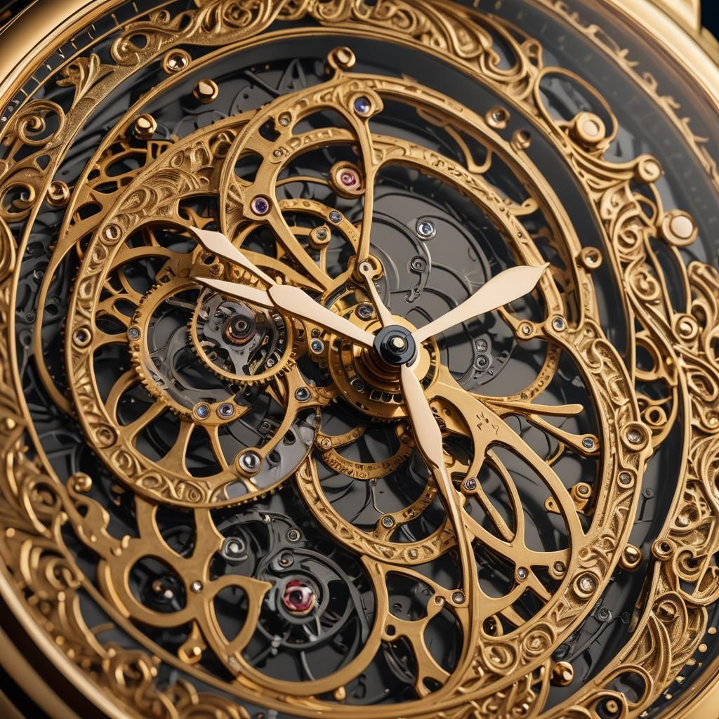 Golden Watch Face Macro Photography