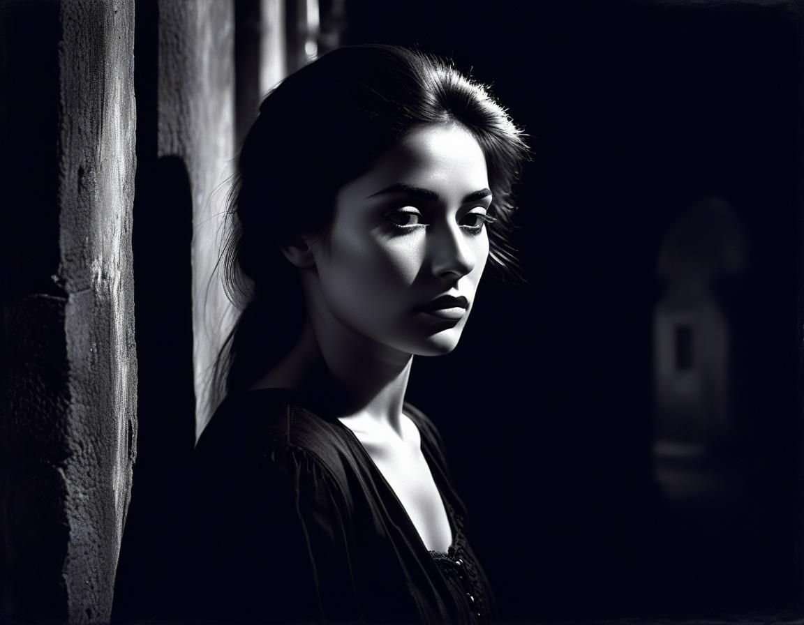 Chiaroscuro portrait of an Italian woman