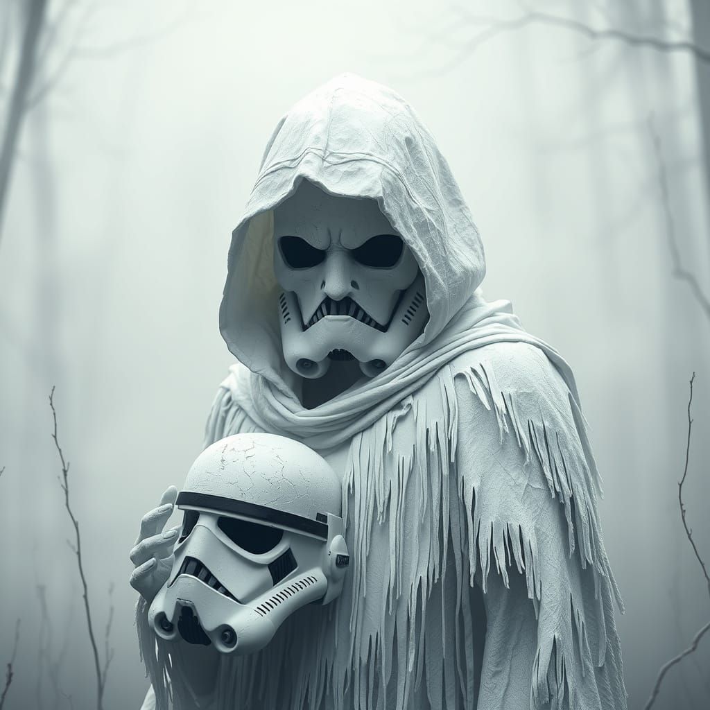 Macabre Paper-Mache Figure in Misty Swamp