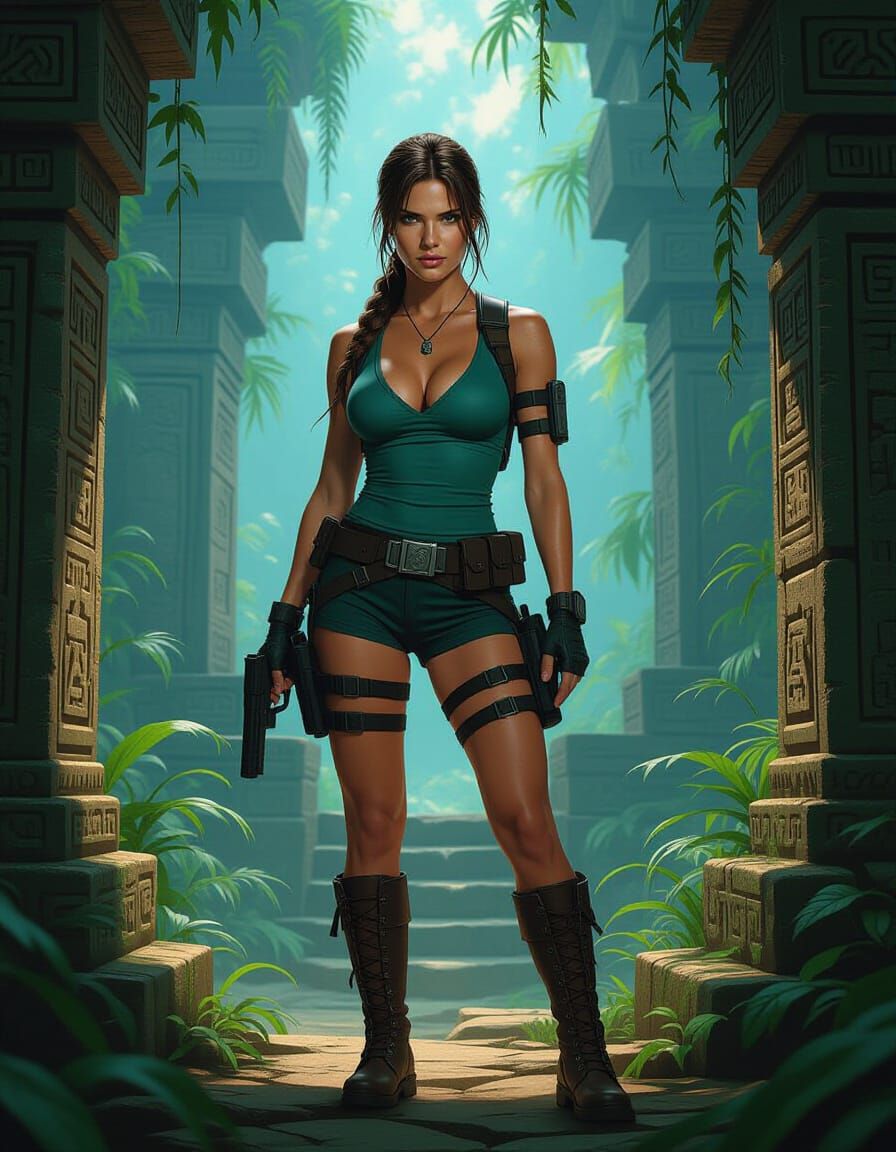 Lara Croft in Mystical Jungle Temple, Atmospheric Lighting