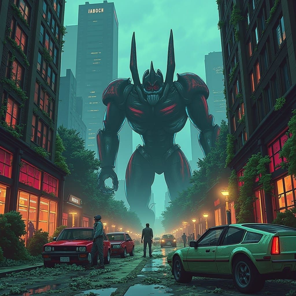 Eerie Ruins of Boston in Vaporwave Style