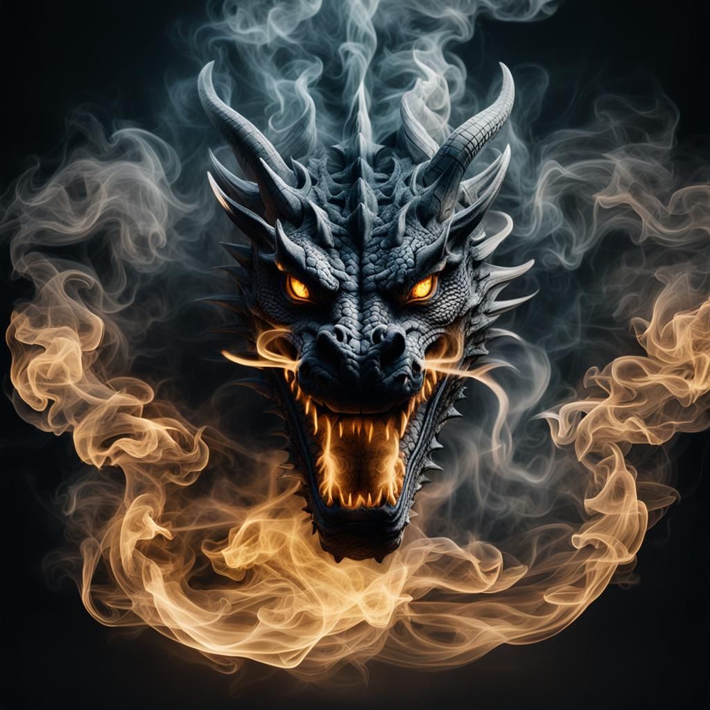 Surreal Digital Dragon in Smoky Darkness