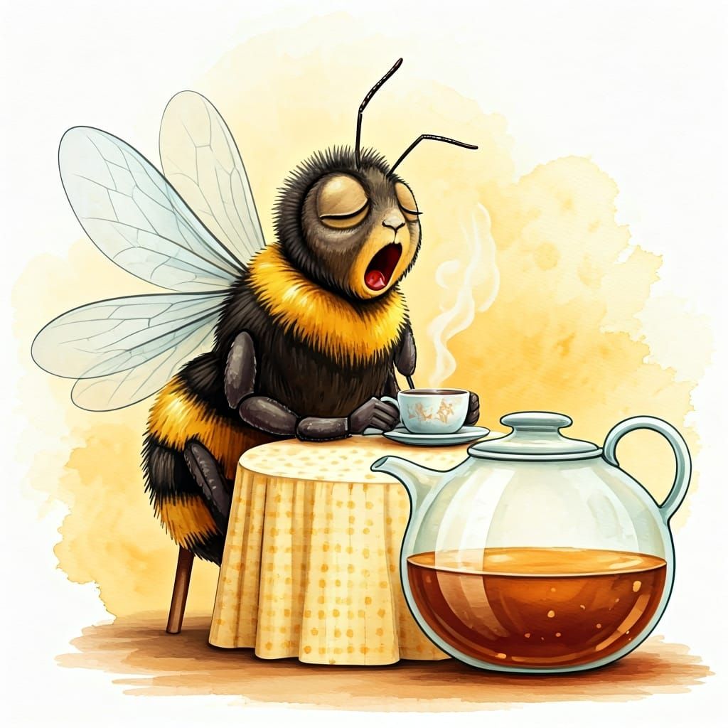 Sleepy Bumblebee's Whimsical Tea Party: Storybook Illustrati...