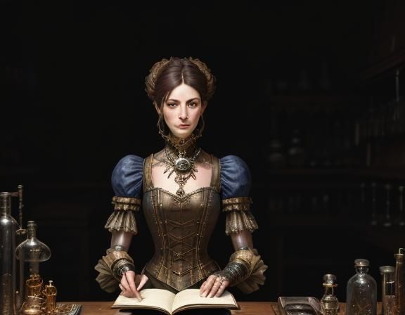 Steampunk Anatomist in Victorian Laboratory